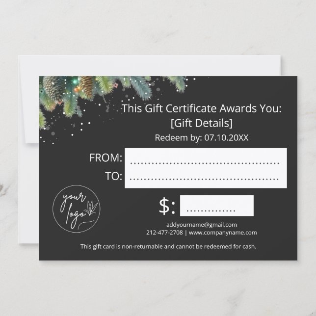 Christmas Ornaments Logo Gift Certificate (Dos)