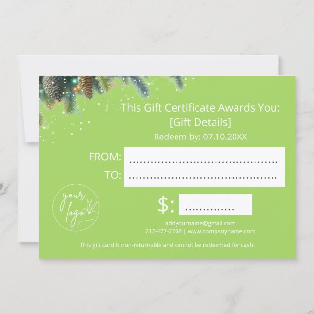 Christmas Ornaments Logo Gift Certificate (Dos)