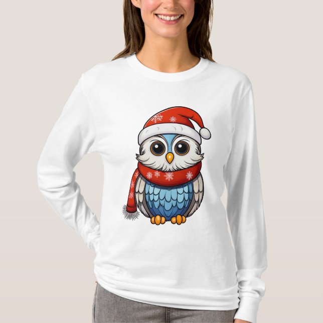 Christmas Owl – Festive Holiday T-Shirt for Adults (Devant)