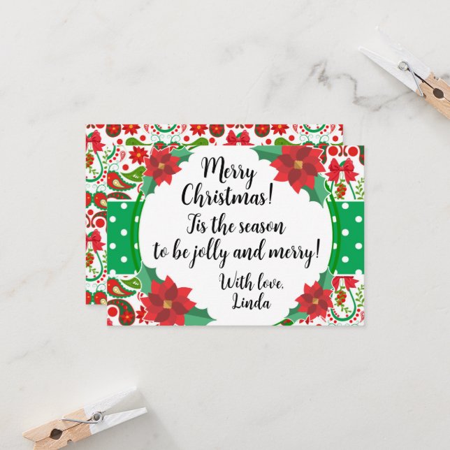 Christmas Paisley & Poinsettia Jolly (Devant/Arrière en situation)