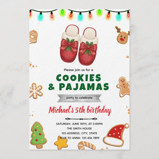 Christmas pajama and cookie decorating invitation (Devant)