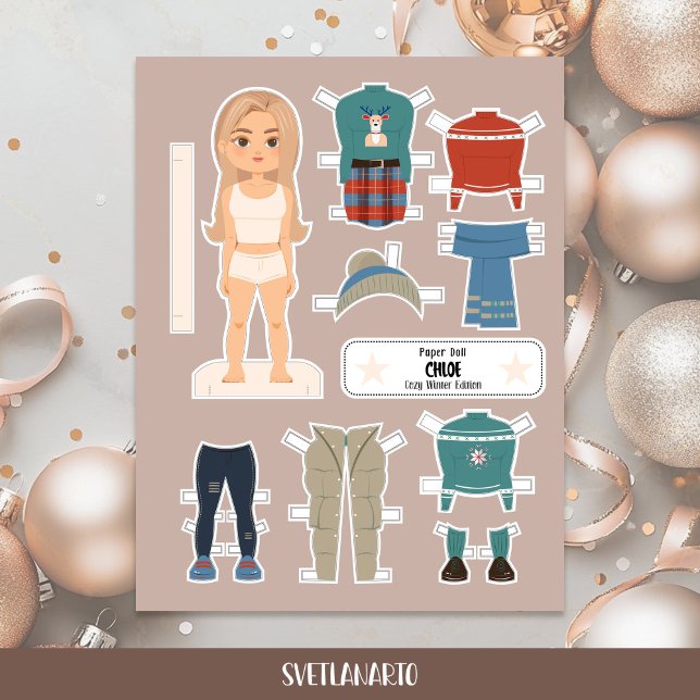 Christmas Paper Doll Blonde Girl Winter Outfits (Créateur téléchargé)