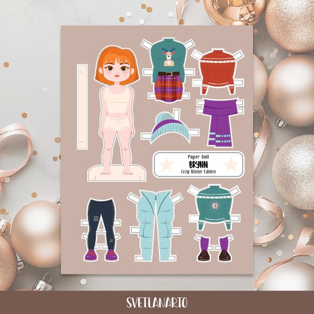 Christmas Paper Doll Redhead Girl Winter Outfits (Créateur téléchargé)