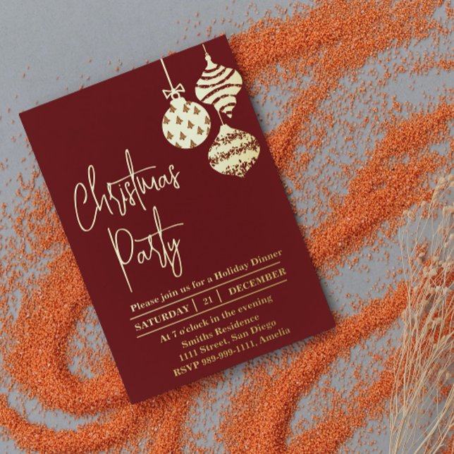 Christmas Party Gold Red Foil Invitation (Créateur téléchargé)