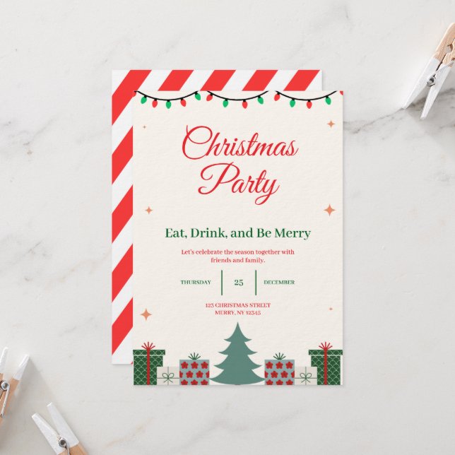 Christmas Party Invitation (Devant/Arrière en situation)