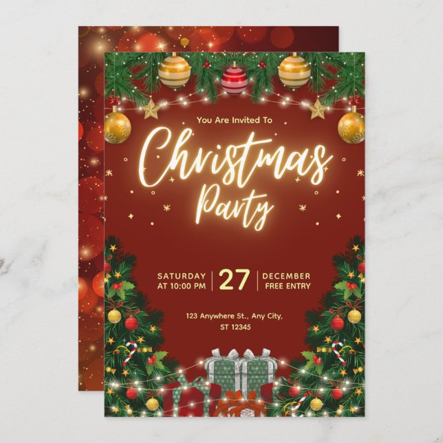 Christmas Party Invitation Flyer (Devant / Derrière)