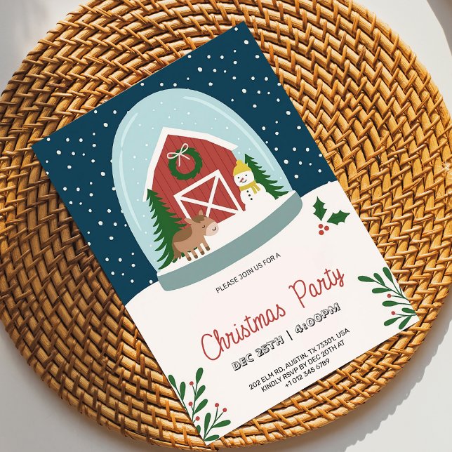 Christmas party Invitation with a cozy barn  (Créateur téléchargé)