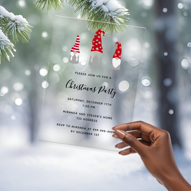 Christmas party modern gnomes frosted invitation (Créateur téléchargé)