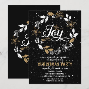 Christmas Party noir & or Joy Invitation