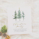 Christmas Pines | Budget Holiday Party Invitation<br><div class="desc">Invite your holiday party guests in style, whether they be family, friends, or work colleagues - this design works for casual or corporate events! Design features a watercolor illustration of three pine trees decorated with gold stars. Your event details appear below with "Christmas Party" in chic gold lettering. At the...</div>