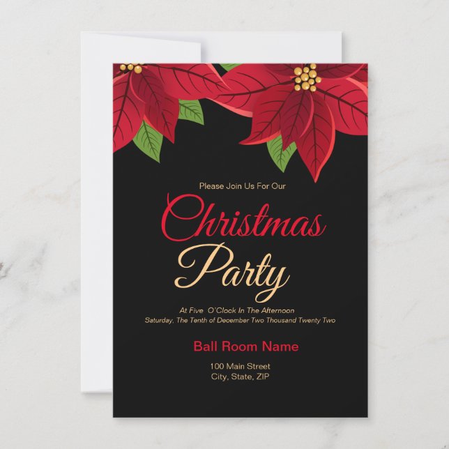 Christmas Poinsettia Invitation (Devant)