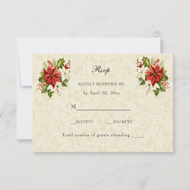 Christmas Poinsettia RSVP Invitation Insertion (Devant)