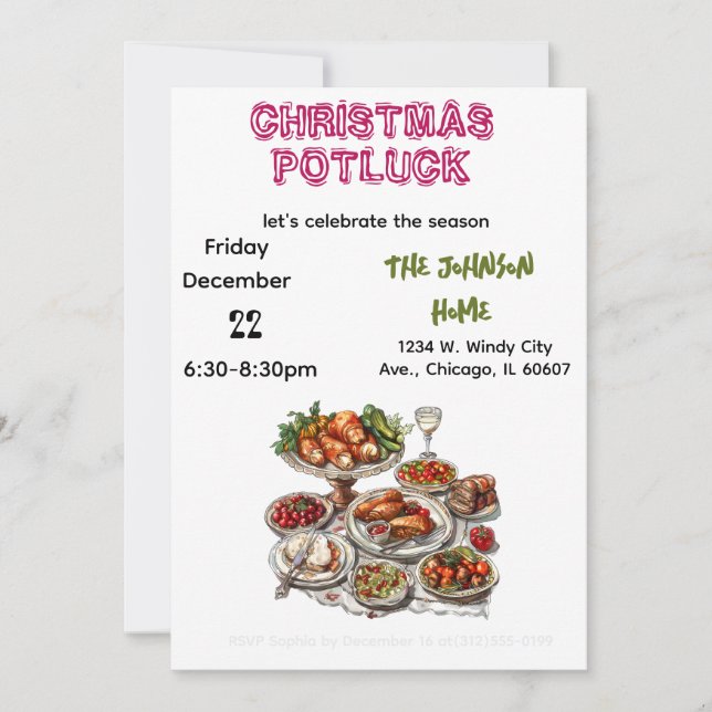 Christmas Potluck Invitation (Devant)