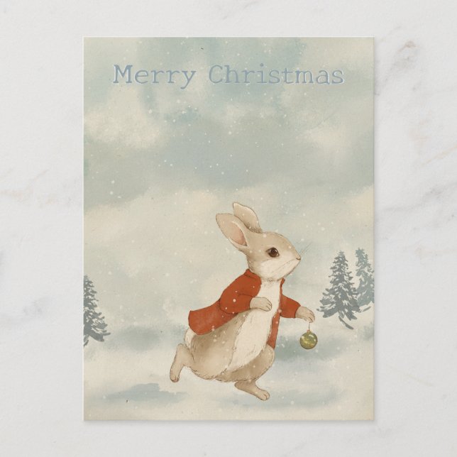 Christmas Rabbit Peter Carte Postale Vintage (Devant)