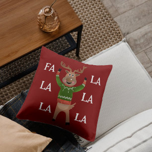 Christmas Reindeer Coussin de vacances Fa La La La
