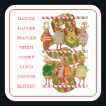 CHRISTMAS REINDEER Gros Stickers Carrés<br><div class="desc">L'image sur ces gros autocollants de carré CHRISTMAS REINDEER est mon illustration originale de tous les rennes de Père Noël, habillés pour la fête, faisant plaisir. * D'autres autocollants, et des produits assortis avec le reste du renne sont disponibles dans la catégorie CHRISTMAS REINDEER de ma boutique. ** Si vous...</div>
