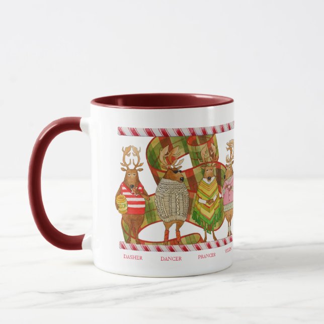 CHRISTMAS REINDEER Maroon Combo Mug (Gauche)
