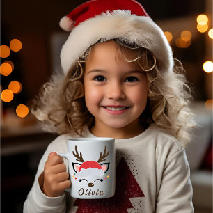 Christmas Reindeer Mug Tasse face renne
