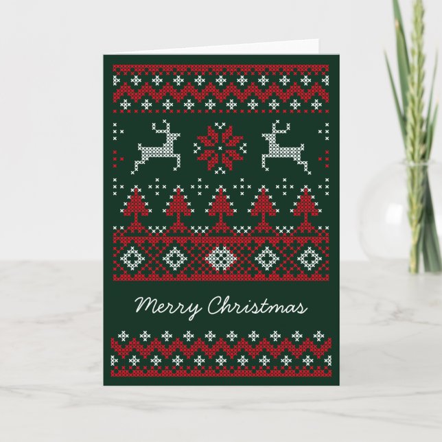 Christmas Reindeer Ugly Sweater carte de voeux (Devant)