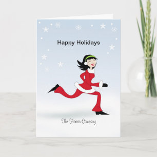 Christmas Retro Girl Runner Fitness Carte de voeux