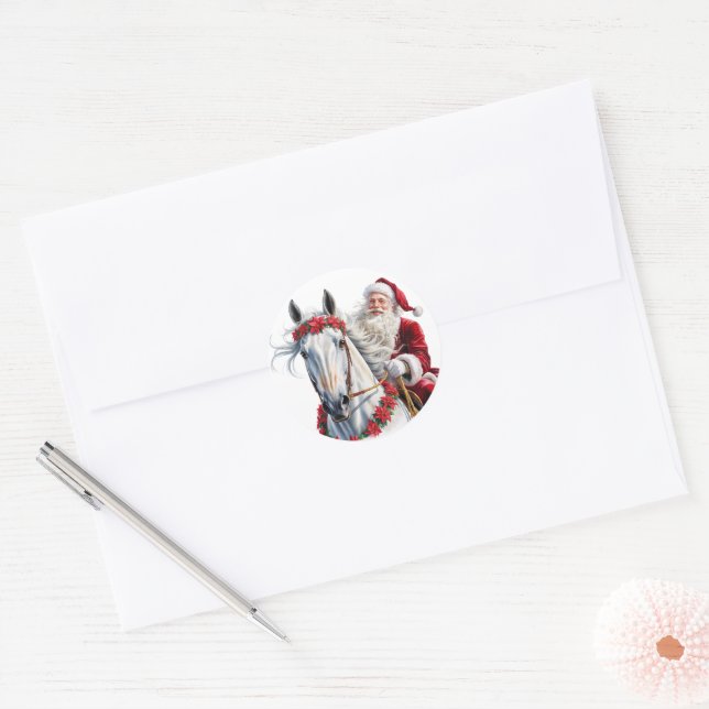  Christmas round sticker for Horse Lovers (Enveloppe)