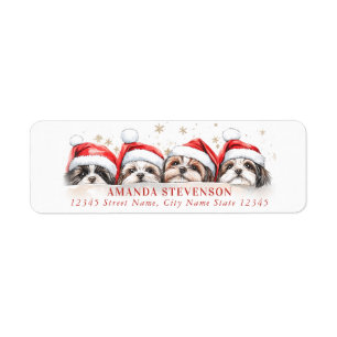 Christmas Shih Tzu Retourner Adresse Étiquettes