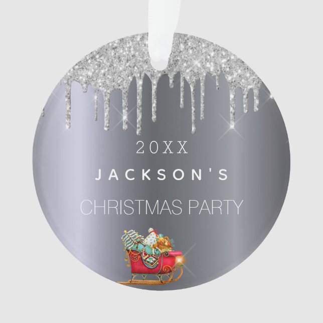 Christmas silver glitter drip old red sleigh (devant)