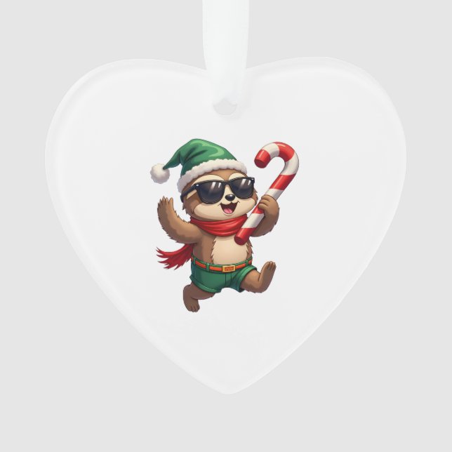 Christmas Sloth Elf Peppermint Candy Cane Shirt Gi (devant)