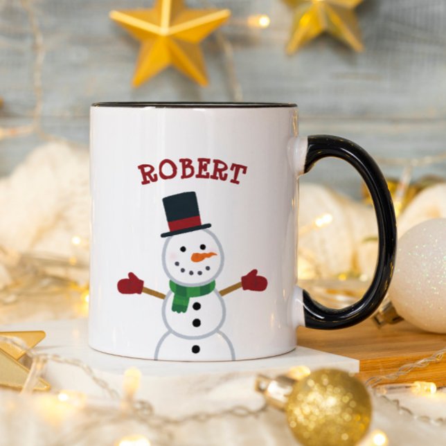 Christmas Snowman Custom Name Mug (Créateur téléchargé)