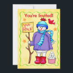 Christmas Snowman Jaune Fête Invitation<br><div class="desc">Invitation vos invités à votre fête de Noël ou d'autres fêtes d'hiver (ou autre événement) avec cette mignonne enneigeuse "we rock" invitation. Idéal pour les petits et les grands ! Le bonhomme de neige porte un toboggan et une écharpe turquoise et bleue ainsi qu'un pull violet lavande et tient une...</div>
