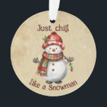 Christmas Snowman Just Chill Citation amusante Aqu<br><div class="desc">Noël Snowman Snowwoman Décor Amusant Aquarelle avec plaisir Juste Citation Chill</div>