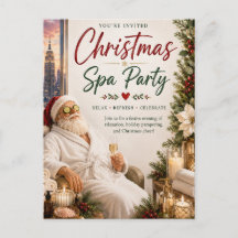 Christmas Spa Party Invitation with Santa Claus