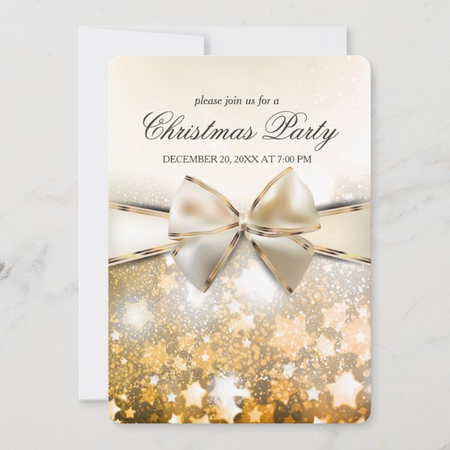 Christmas Stars Sparkle Satin Party Invitation (Devant)