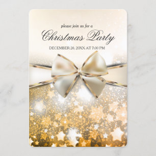 Christmas Stars Sparkle Satin Party Invitation