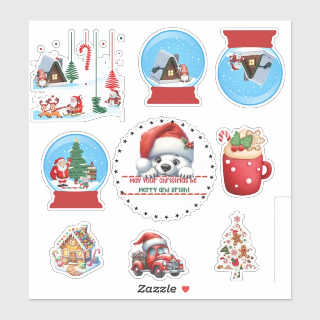 Christmas Stickers Snowglobe (Feuille)