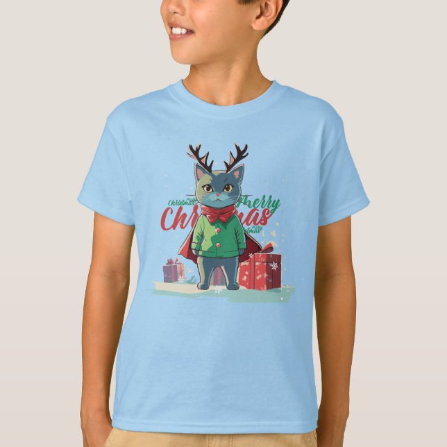 Christmas super cat t-shirt  (Devant)