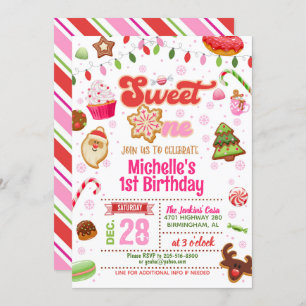 Christmas Sweet One Birthday Invitation - Girl