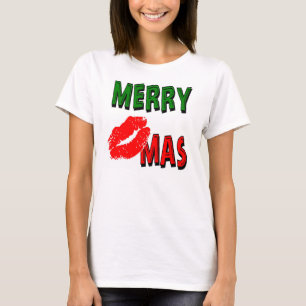 CHRISTMAS T-SHIRT merry kissmas, rouge à lèvres,