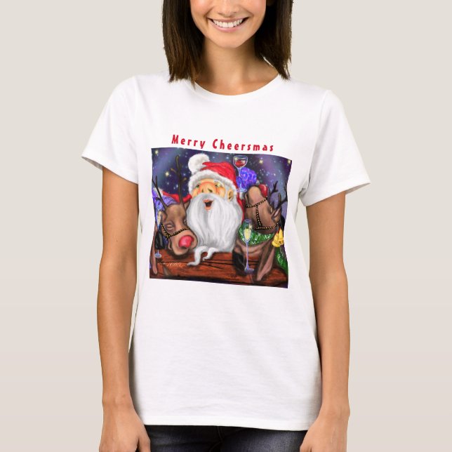 Christmas T-Shirt Santa and Reindeers - Fun (Devant)