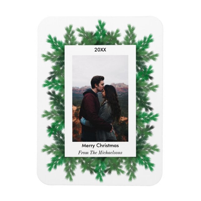 Christmas Tree Branches Photo Magnet (Vertical)