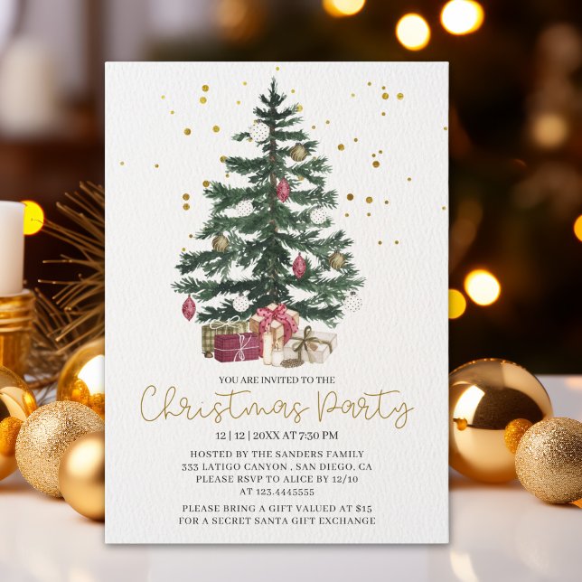 Christmas Tree Party Invitation | Elegant Holiday  (Créateur téléchargé)