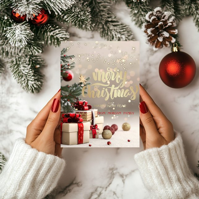 Christmas Tree présente la carte de vacances Bokeh (Créateur téléchargé)