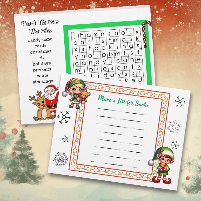 Christmas Word Search et Père Noël Wish List Activ (Créateur téléchargé)