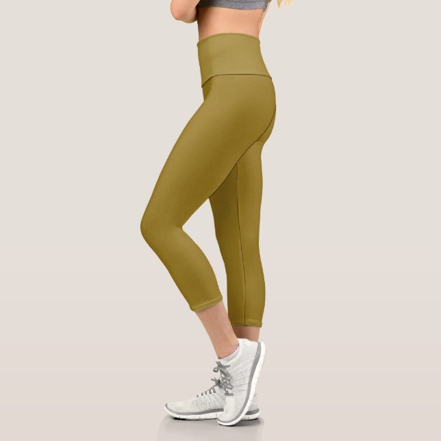 Chroma Textura - Capri Leggings Ochre à Haute Tail (Gauche)