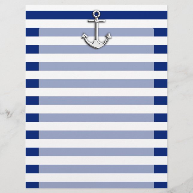 Chrome Anchor on Navy Stripes (Devant)