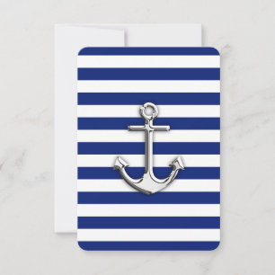 Chrome Anchor on Navy Stripes