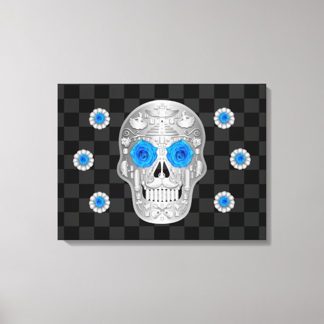 Chrome Calavera (Rose bleu) toile Imprimer (Recto)