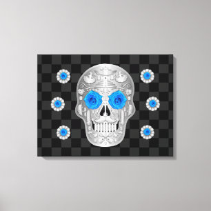Chrome Calavera (Rose bleu) toile Imprimer