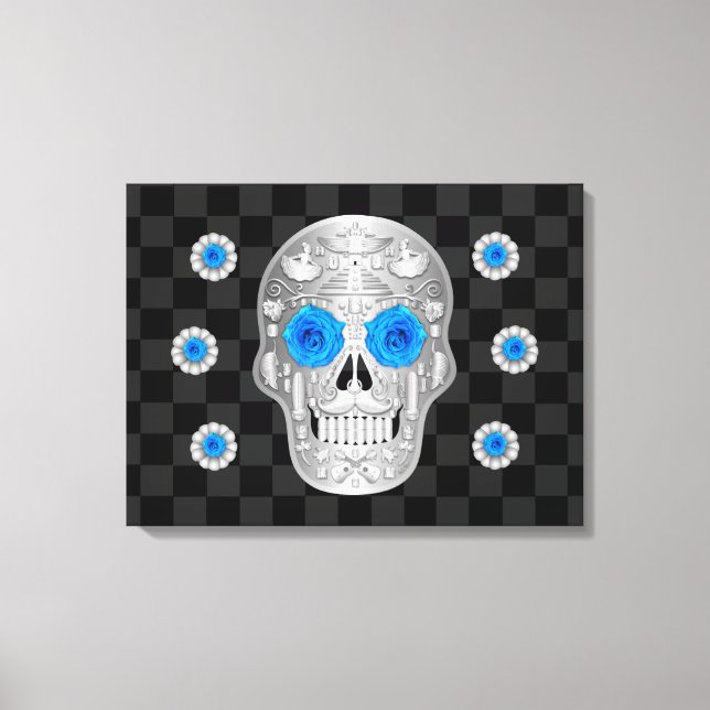 Chrome Calavera (Rose bleu) toile Imprimer (Recto)