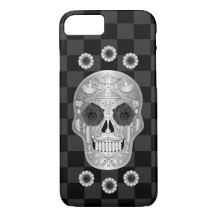 Chrome Calavera (Rose noir) Coque-Mate coque iphon